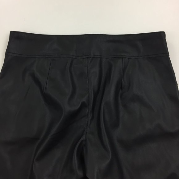 NWT ZARA Black THE BIKER PANT Faux Leather Silver Zip Pockets & Back Hem - Picture 8 of 10